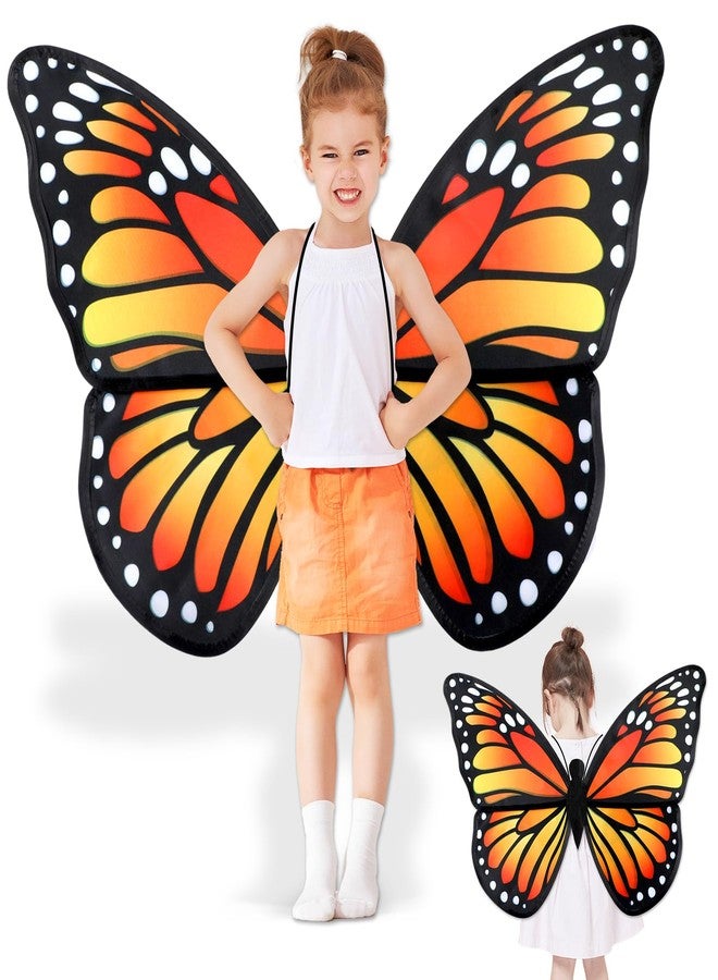 ojustbeok Large Monarch Butterfly Wings for Girls Costume Accessories Double Sided Butterfly Wings Costumes Fairy Dress Up Accessories for Kids Birthday Princess Cosplay Dress Up Party Halloween Photo Props - Image 1